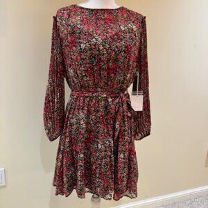 NWT Lauren Conrad Flowered Long Sleeve Dress Sz L